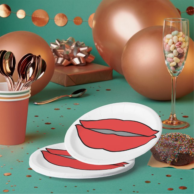 Bold Red Lips Pop Art Paper Plates (Creator Uploaded)