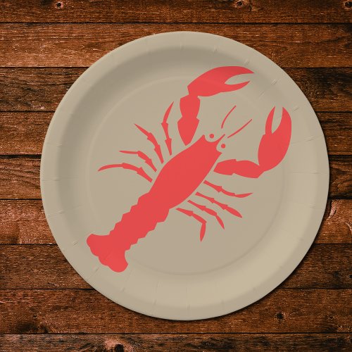 BOLD Red lobster neutral color Paper Plates