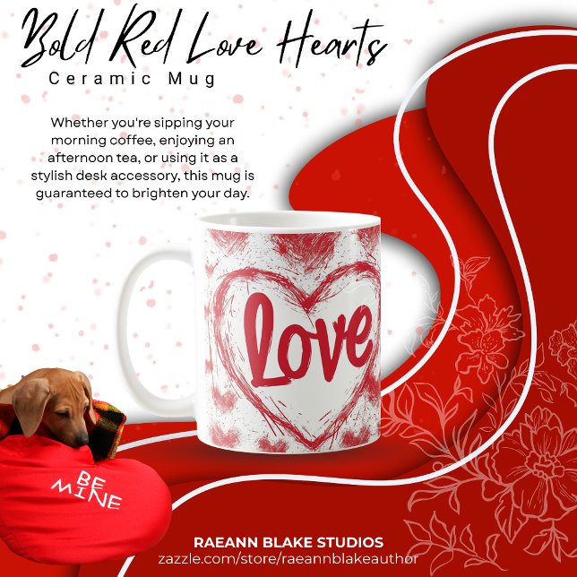  Bold Red Love Hearts Ceramic Mug (Creator Uploaded)