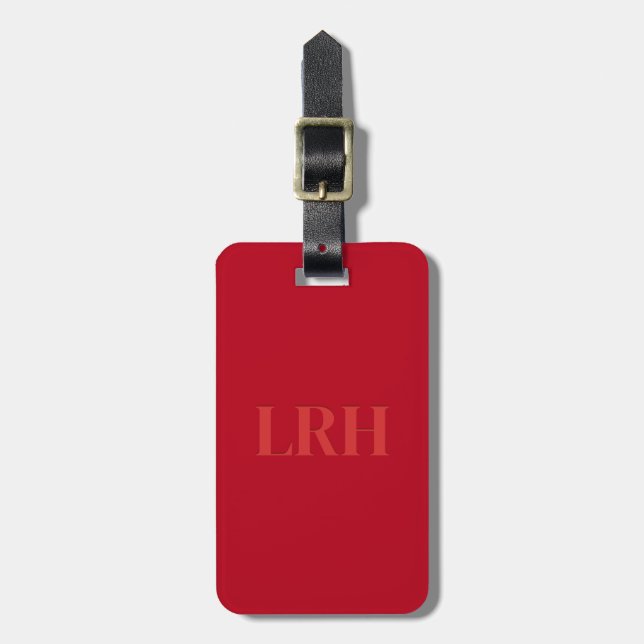 Bold Red Monochrome Classic Initial Monogram  Luggage Tag (Front Vertical)