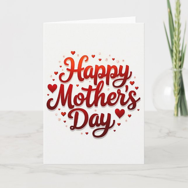 Bold Red Mothers Day Message Card (Front)