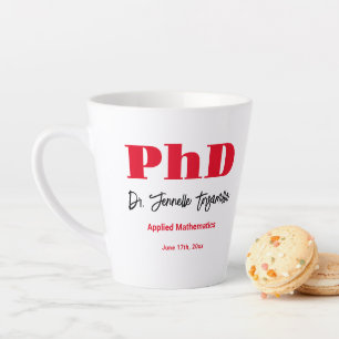 Bold Red Name PhD Graduation Latte Mug