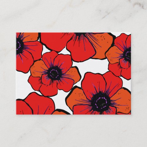 Bold Red Orange Flowers Business Card