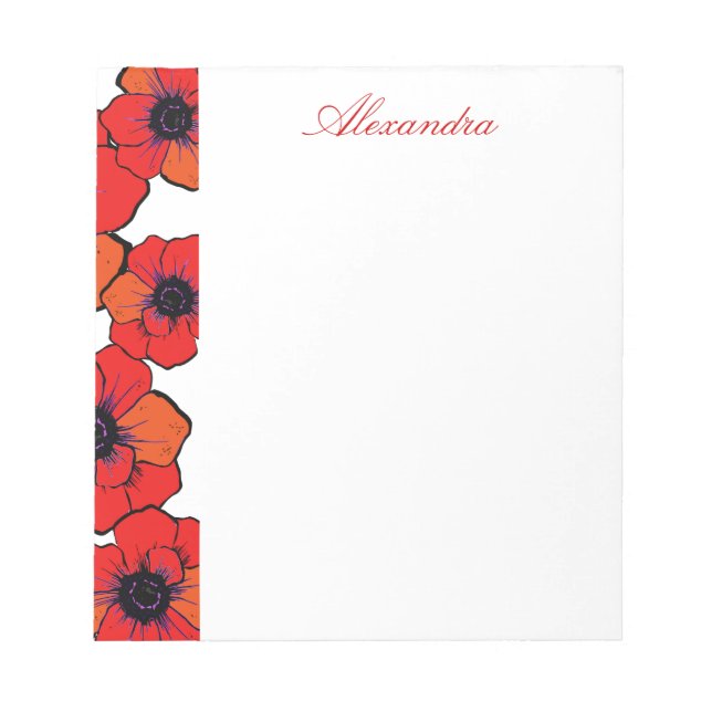 Bold Red Orange Poppies Notepad (Front)