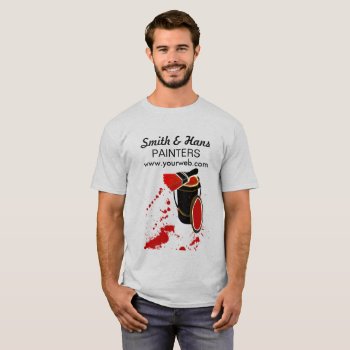 Bold Red Paint House Painter Paint Brush Splashes T-shirt by 911business at Zazzle