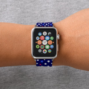 Bold Red, Patriotic Blue, and White Stars Apple Watch Band