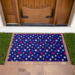 Bold Red, Patriotic Blue, and White Stars Doormat