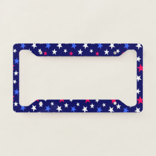 Bold Red, Patriotic Blue, and White Stars License Plate Frame