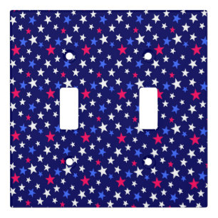 Bold Red, Patriotic Blue, and White Stars Light Switch Cover