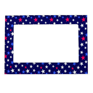 Bold Red, Patriotic Blue, and White Stars Magnetic Frame
