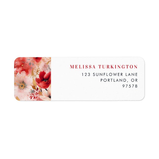 Bold Red & Pink Abstract Wedding Return Address Label (Front)