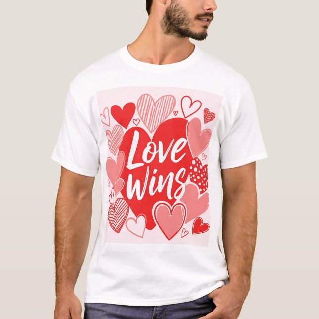 Bold Red Pink "Love is the Answer" Graphic Tee (Front)