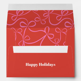 Bold Red & Pink Ribbon Pattern Holiday Envelope