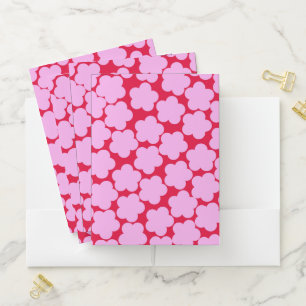 Bold Red & Pink Whimsical Flower Spring & Summer Pocket Folder