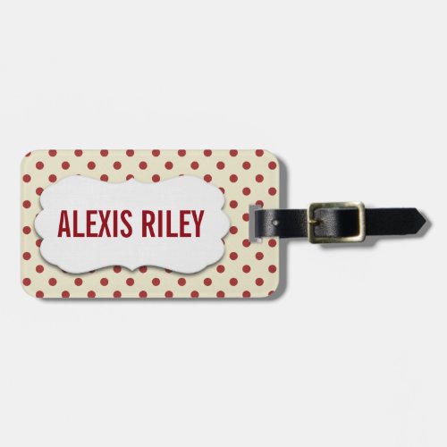 bold red polka dots luggage tag