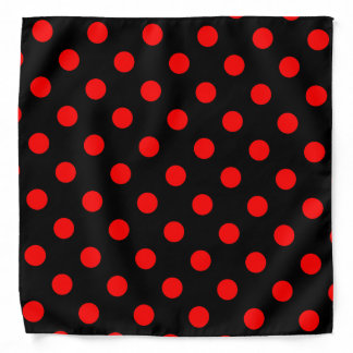 Bold Red Polka Dots on Black Bandana