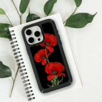 Bold Red Poppies Colorful Vintage Botanical