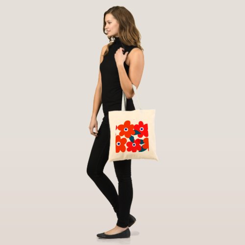BOLD RED POPPY FLOWERS TOTE BAG
