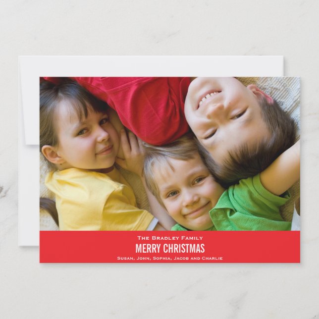 Bold Red Ribbon Christmas Card (Front)