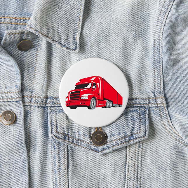Bold Red Semi-Truck Big Rig Trucker  Button (Creator Uploaded)
