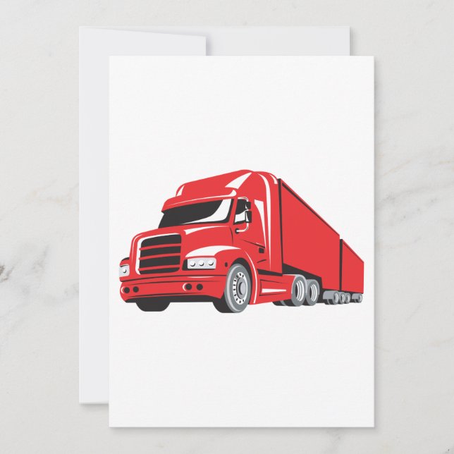Bold Red Semi-Truck Big Rig Trucker  Invitation (Front)