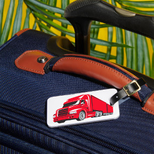 Bold Red Semi-Truck Big Rig Trucker Luggage Tag