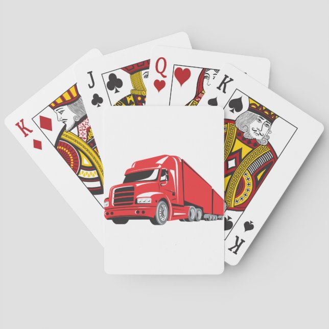 Bold Red Semi-Truck Big Rig Trucker  Poker Cards (Back)