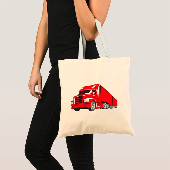 Bold Red Semi-Truck Big Rig Trucker  Tote Bag (Creator Uploaded)