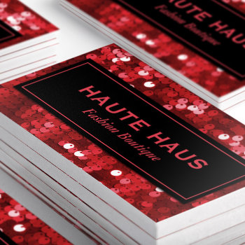 Bold Red Sequins Professional Business Card by TheSpottedOlive at Zazzle