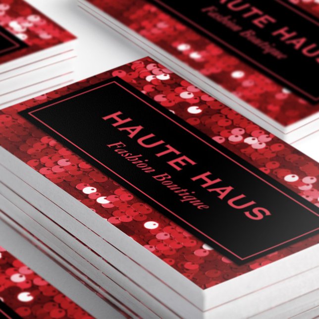 Bold Red Sequins Professional Business Card (Creator Uploaded)