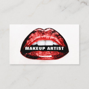 Bold Red Shiny Lips MUA Business Card Template