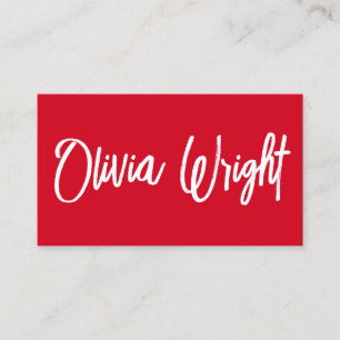Bold Red Signature Script Typography Business Card