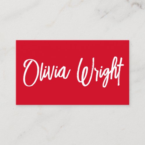 Bold Red Signature Script Typography  Business Card