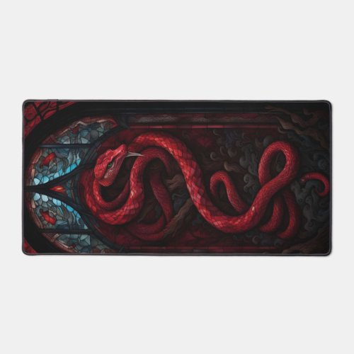 Bold Red Snake Desk Mat  Slither into Style