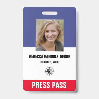 BOLD RED SPECIAL EVENT PRESS PASS - Photo I.D. Badge