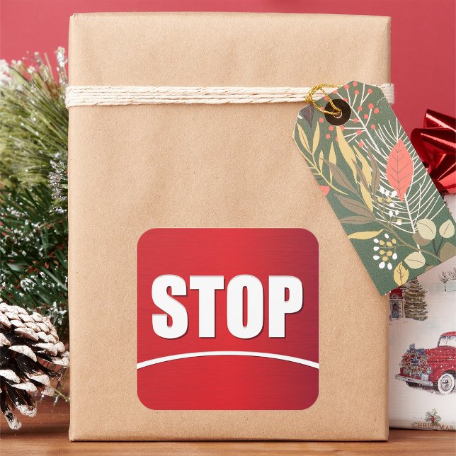 Bold Red Stop Sign Square Sticker (Creator Uploaded)