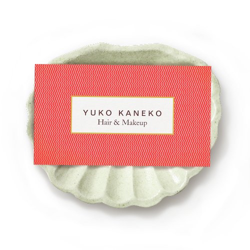 Bold Red Subtle Chevron Pattern Beauty Salon Business Card Templates