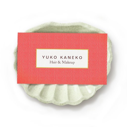 Customizable Bold Red Subtle Chevron Pattern Beauty Salon Business Card Templates