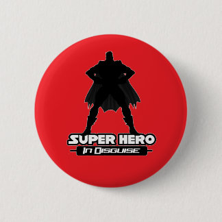 Bold Red Super Hero In Disguise Classic Comic Button