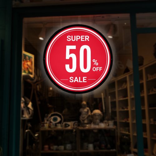 Bold Red Super SALE Business Illuminated Sign