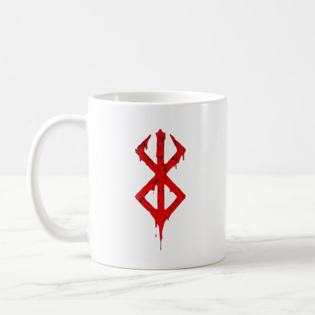 Bold Red Symbol Mug – Minimalist Graphic Design (Left)