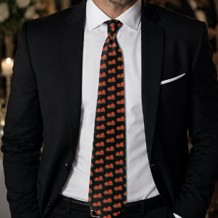 Bold Red Traditional Roses Tattoo Black Neck Tie