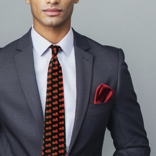 Bold Red Traditional Roses Tattoo Black Neck Tie