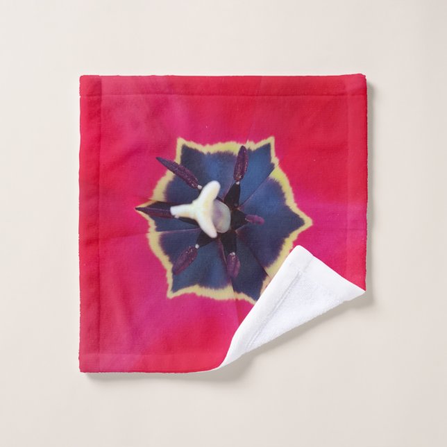 Bold Red Tulip Flower Macro Nature Photography Wash Cloth (Wash Cloth)
