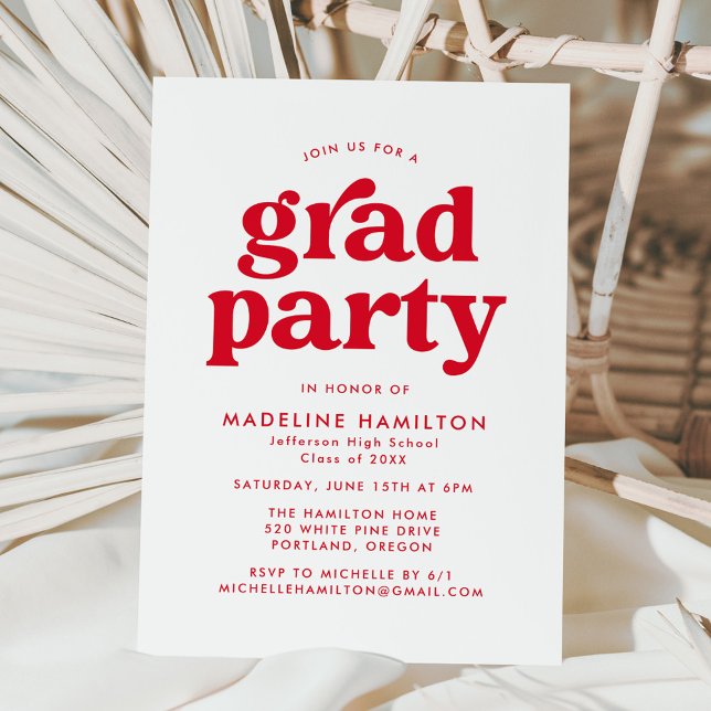 Bold Red Typography Graduation Party Invitation (Creator Uploaded)