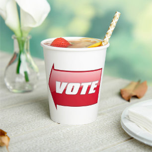 Bold Red Vote Arrow Sign Election Campaign Voting  Paper Cups