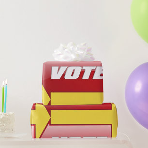 Bold Red Vote Arrow Sign Election Campaign Voting  Wrapping Paper