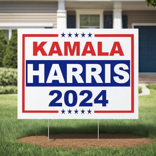 Bold Red White and Blue Kamala Harris 2024 Sign