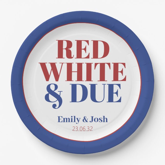 Bold Red White and Due 4th July USA Baby Shower  Paper Plates (Front)