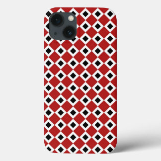 Bold Red, White, Black Diamond Pattern iPhone 13 Case